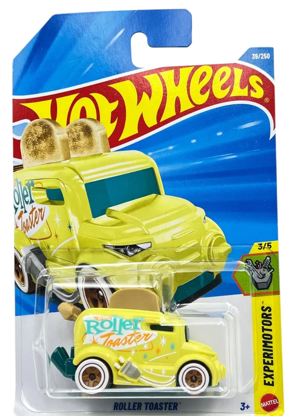 Hot_Wheels_1:64_Scale_ROLLER_TOASTER_EXPERIMOTORS_3/5_YELLOW_39/250_(IMPORTED)