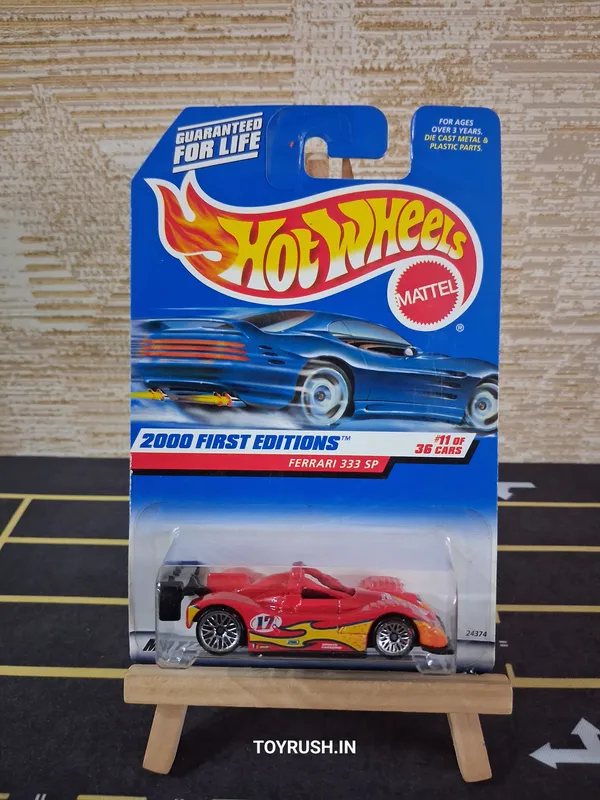 Hot_Wheels_1:64_Scale_FERRARI_333_SP_2000_FIRST_EDITION_RED_11/36_(USA_IMPORTED)_GFL_CARD