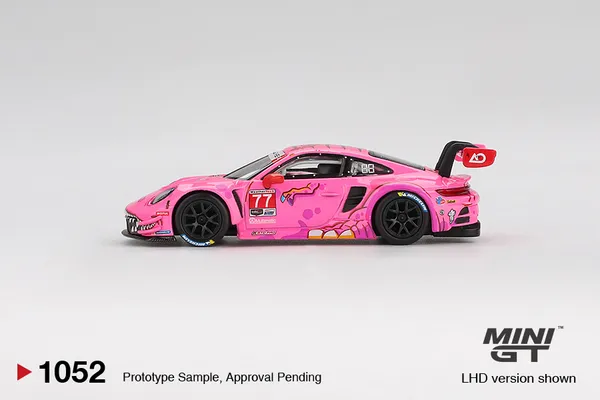 MINI_GT_1:64_Porsche_911_GT3_R_#77_AO_Racing_2024_IMSA_Road_America_PINK_MGT_1052