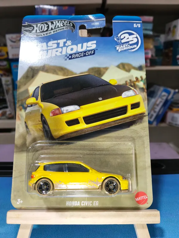 Hotwheels_1:64_Silver_Series_FAST_&_FURIOUS_RACE_OFF_HONDA_CIVIC_EG_JKX19_5/5_YELLOW