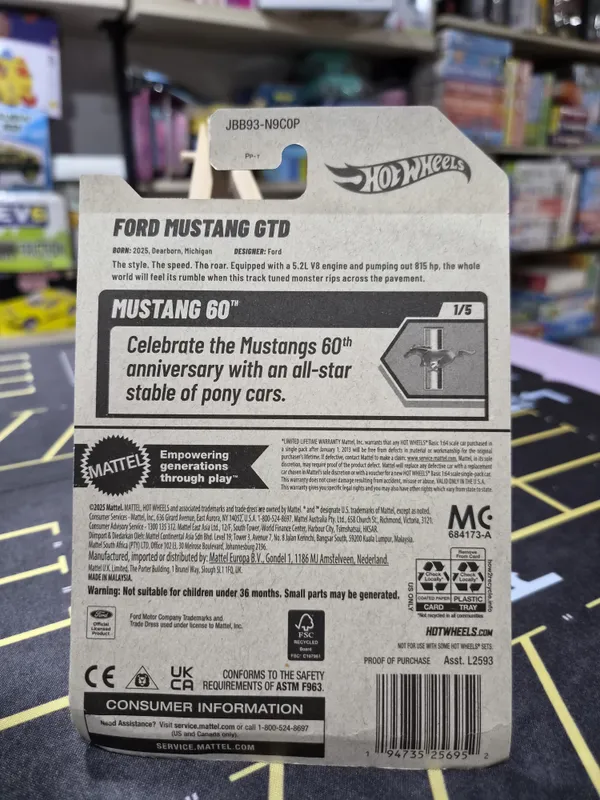 Hot_Wheels_1:64_Scale_FORD_MUSTANG_GTD_MUSTANG_60_1/5_BLUE_34/250__(USA_IMPORTED)