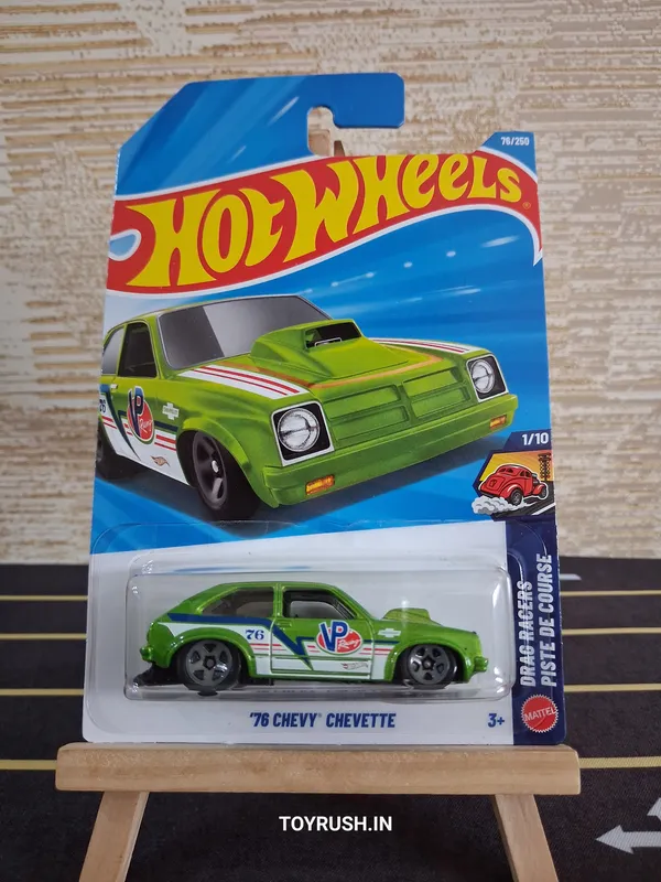 Hot_Wheels_1:64_Scale_76_CHEVY_CHEVETTE_DRAG_RACERS_1/10_GREEN_76/250