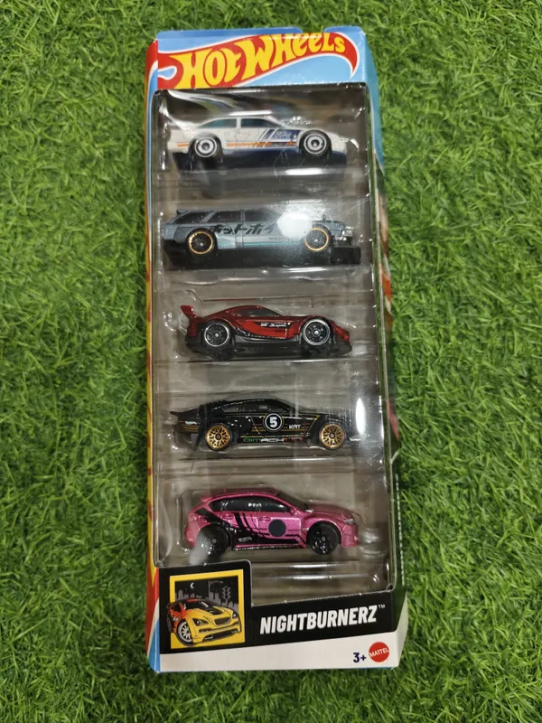 Hot_Wheels_1:64_Scale_NIGHTBURNERZ_Pack_of_5_(87_FORD_SIERRA_COSWORTH,_NISSAN_MAXIMA_DRIFT_CAR,_20_TOYOTA_GR_SUPRA,_DIMACHINNI_VELOCE,_SUBARU_WRX_STI)