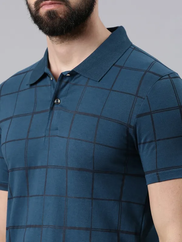 Dark_Blue_&_Black_Pure_Cotton_Casual_Polo_Neck_Tshirt_For_Men
