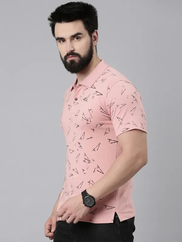 Pink_Polo_Neck_Printed_Pure_Cotton_Tshirt_For_Men
