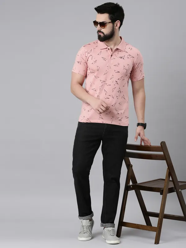 Pink_Polo_Neck_Printed_Pure_Cotton_Tshirt_For_Men