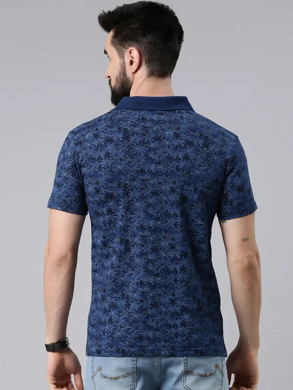 Blue_Polo_Neck_Printed_Pure_Cotton_Tshirt_For_Men