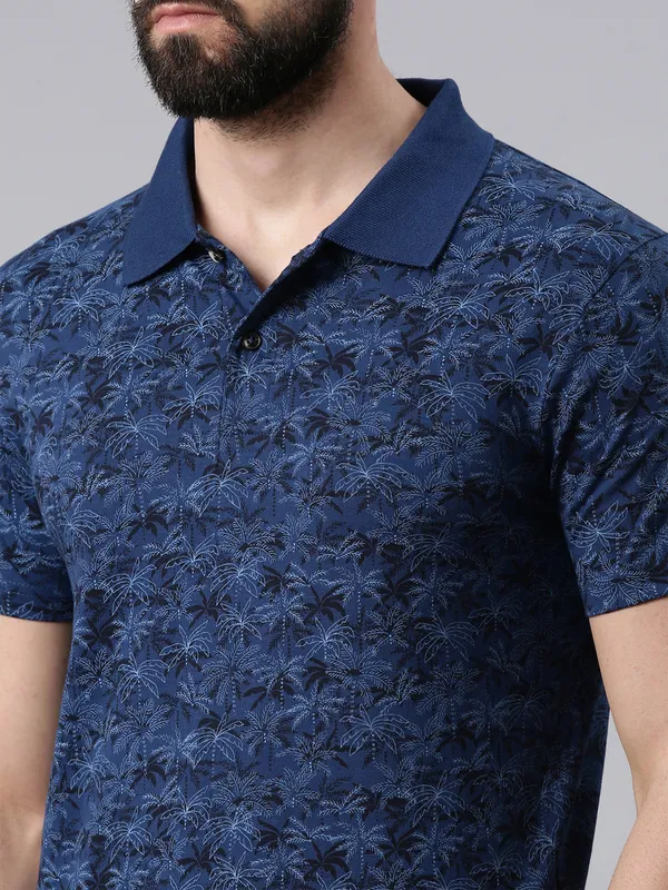 Blue_Polo_Neck_Printed_Pure_Cotton_Tshirt_For_Men