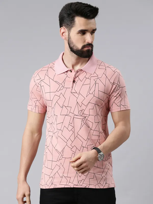 Pink_Printed_Pure_Cotton_Half_Sleeve_Casual_Tshirt_For_Men