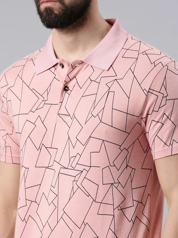 Pink_Printed_Pure_Cotton_Half_Sleeve_Casual_Tshirt_For_Men