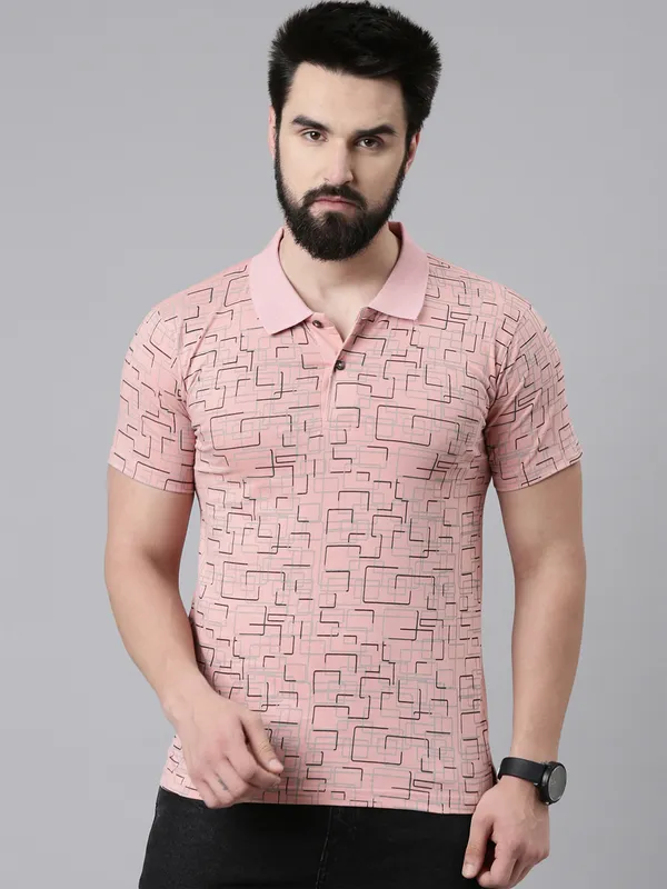 Pink_Polo_Neck_Printed_Pure_Cotton_Tshirt_For_Men