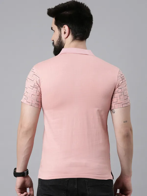 Pink_Polo_Neck_Printed_Pure_Cotton_Tshirt_For_Men