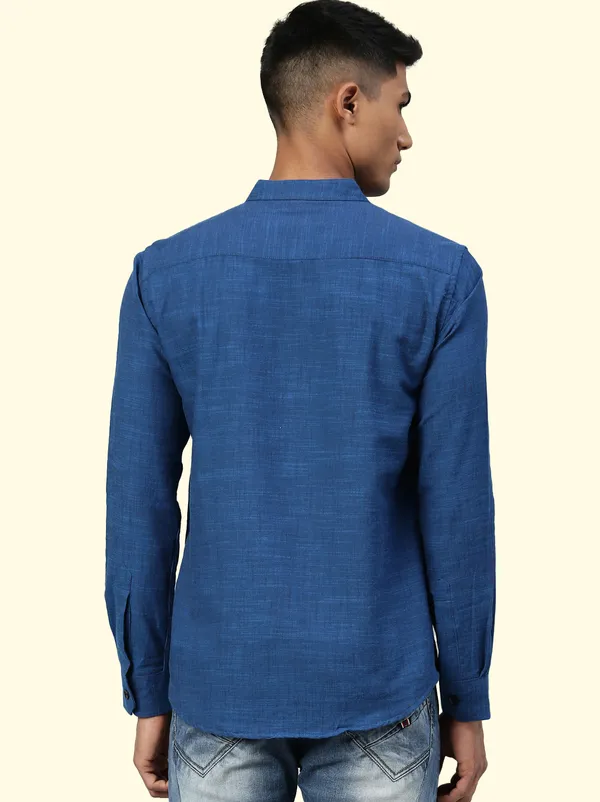 Blue_Regular_Pure_Cotton_Solid_Casual_Straight_Short_Kurta_For_Men