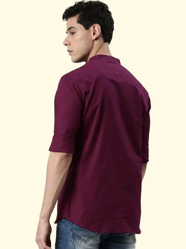 Brown_Regular_Pure_Cotton_Solid_Casual_Straight_Short_Kurta_For_Men