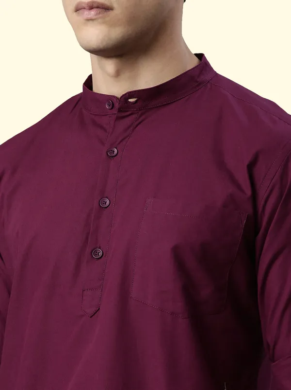 Brown_Regular_Pure_Cotton_Solid_Casual_Straight_Short_Kurta_For_Men