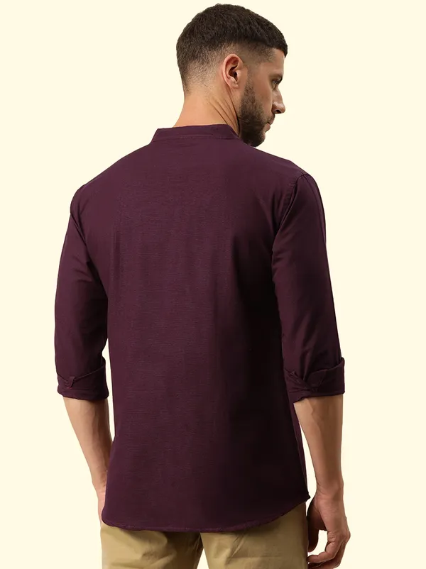 Brown_Regular_Pure_Cotton_Solid_Casual_Straight_Short_Kurta_For_Men