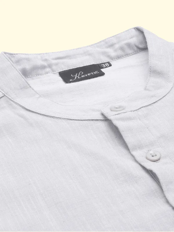 Grey_Regular_Pure_Cotton_Solid_Casual_Straight_Short_Kurta_For_Men