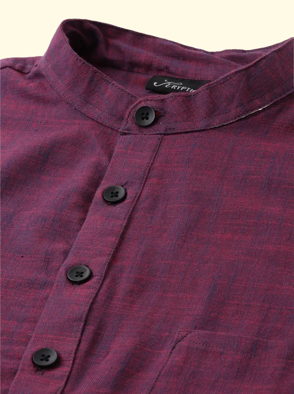 Red_Regular_Pure_Cotton_Solid_Casual_Straight_Short_Kurta_For_Men