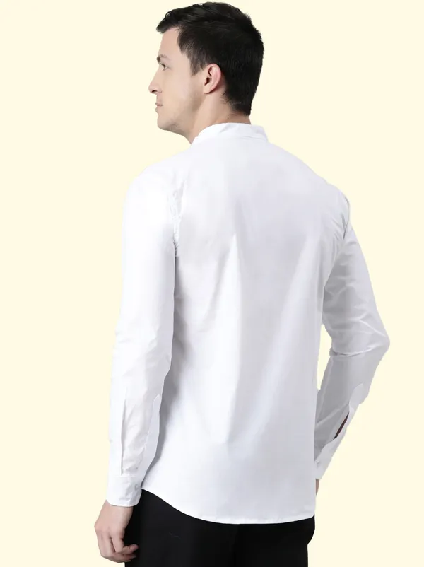 White_Regular_Pure_Cotton_Solid_Casual_Straight_Short_Kurta_For_Men