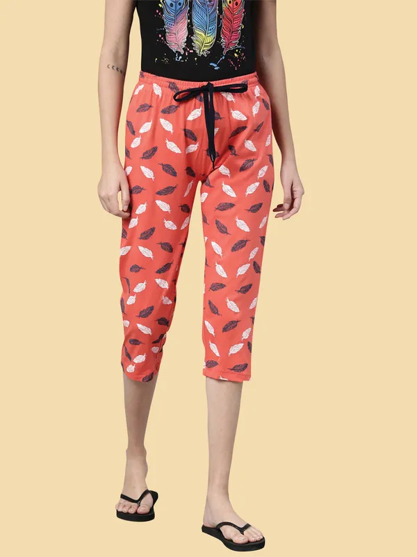 Orange_Cottton_Capri_For_Women