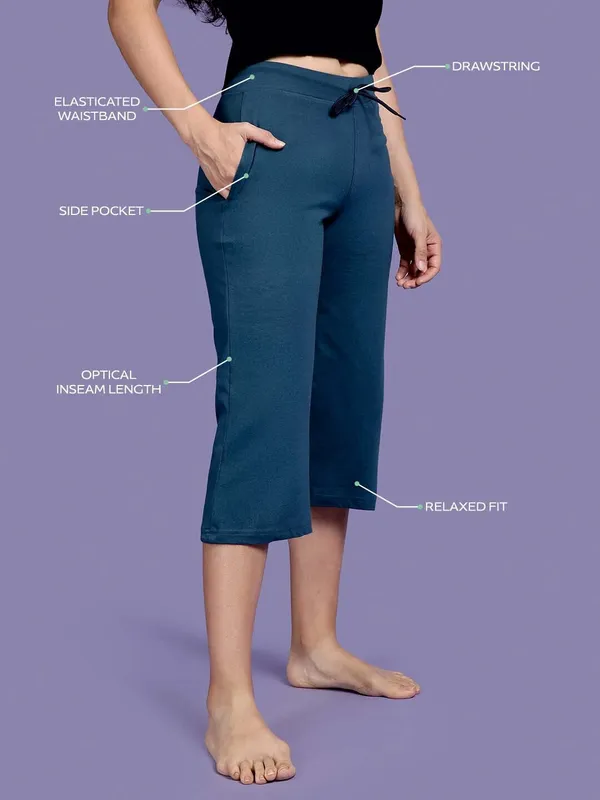 Kryptic_Solid_cotton_relaxed_fit_parallel_capri_with_side_pocket_Women_Light_Blue_Capri
