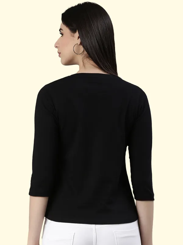 Black_Solid_Women_Round_Neck_T-Shirt_For_Women