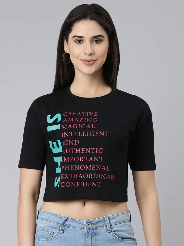 Black_Kryptic_Typography_Printed_Drop-Shoulder_Sleeves_Cropped_Pure_Cotton_T-shirt