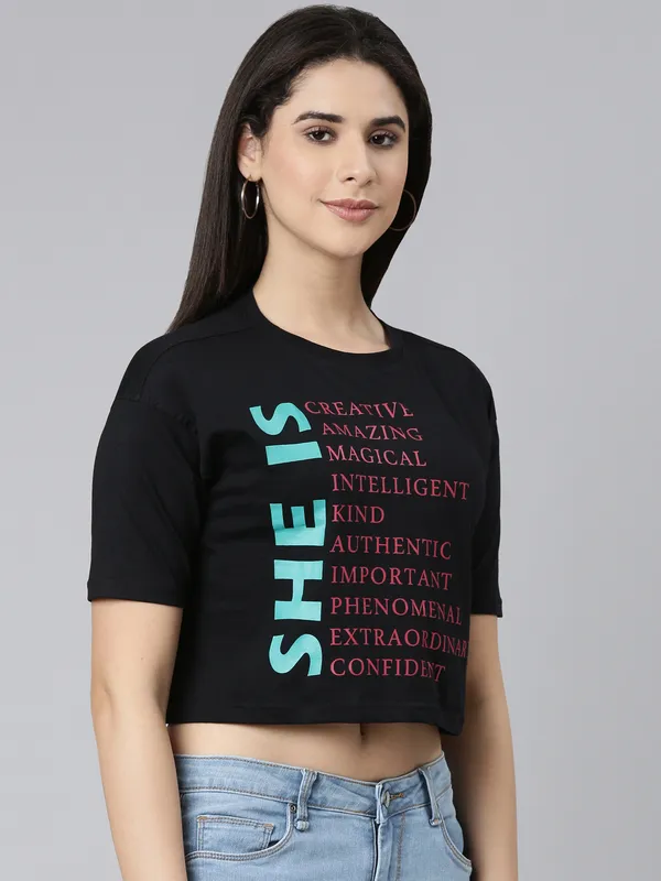 Black_Kryptic_Typography_Printed_Drop-Shoulder_Sleeves_Cropped_Pure_Cotton_T-shirt