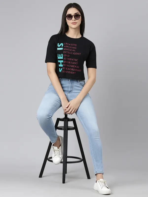 Black_Kryptic_Typography_Printed_Drop-Shoulder_Sleeves_Cropped_Pure_Cotton_T-shirt