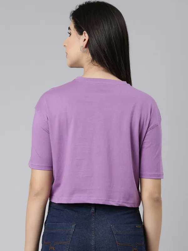 Purple_Kryptic_Womens_Pure_Cotton_Printed_Round_Neck_Drop_Shoulder_Oversized_Crop_Tshirt
