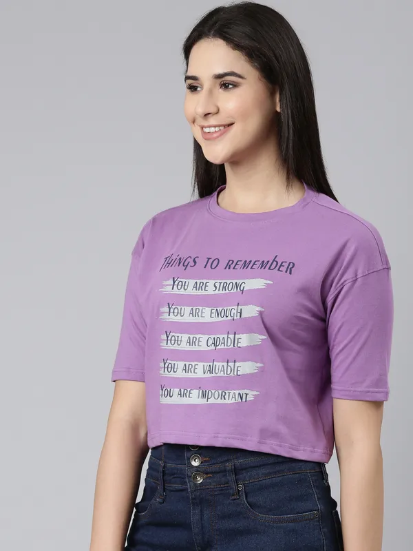 Purple_Kryptic_Womens_Pure_Cotton_Printed_Round_Neck_Drop_Shoulder_Oversized_Crop_Tshirt
