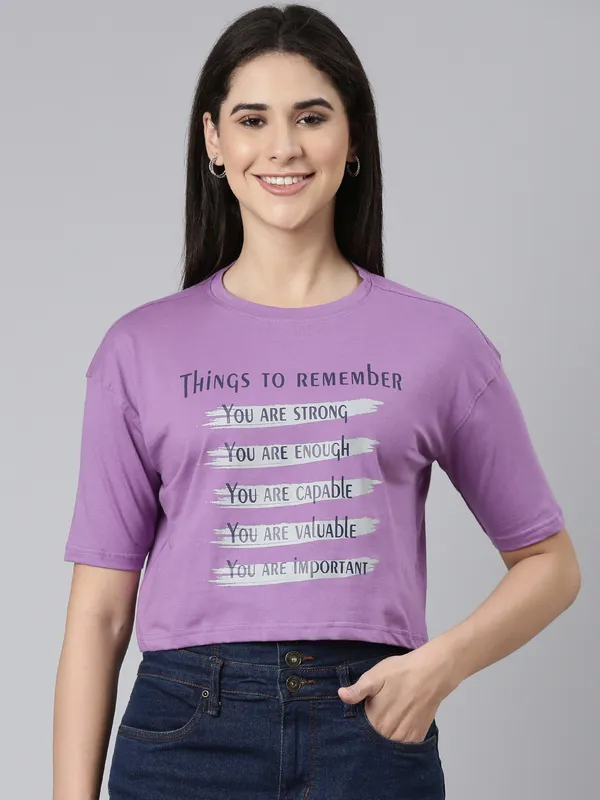 Purple_Kryptic_Womens_Pure_Cotton_Printed_Round_Neck_Drop_Shoulder_Oversized_Crop_Tshirt