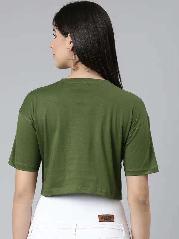 Olive_Kryptic_Women_Pure_Cotton_Solid_Drop_Shoulder_Oversized_Crop_Tshirt