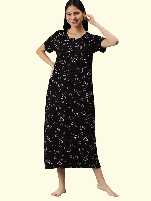 Black_Pure_Cotton_Nighty_For_Women