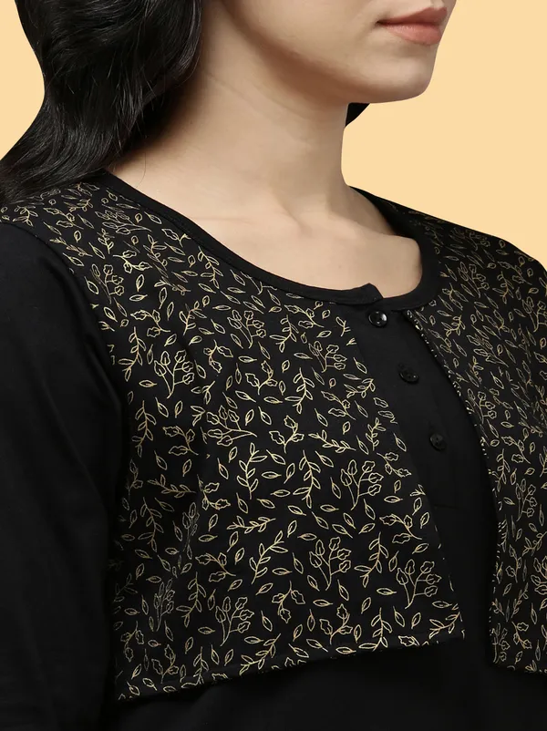 Black_Western_Wear_Round_Neck_Nighty_For_Women