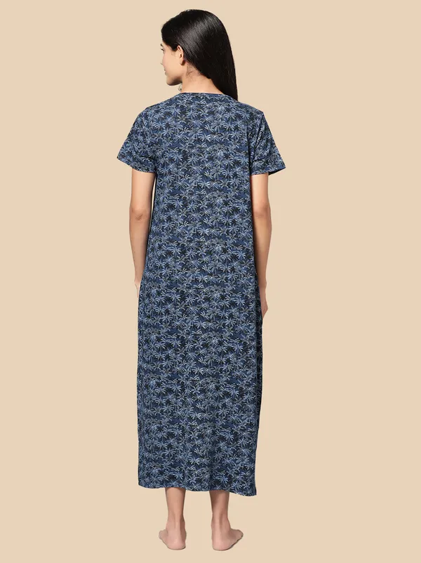 Blue_Pure_Cotton_Nighty_For_Women