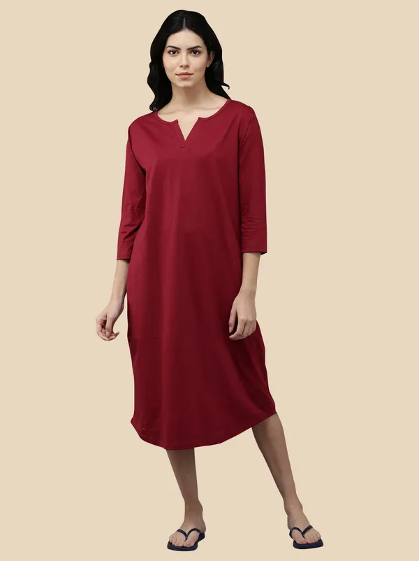 Maroon_Western_Wear_Nighty_For_Women