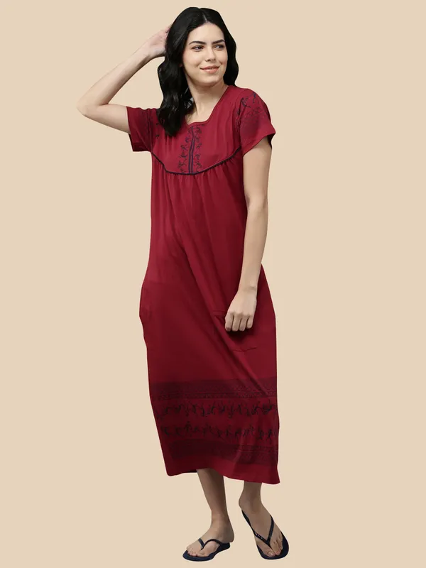 Maroon_Western_Wear_Nighty_For_Women