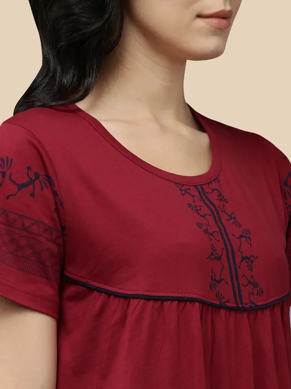 Maroon_Western_Wear_Nighty_For_Women