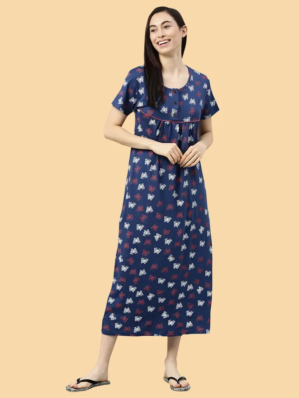 Navy_Pure_Cotton_Nighty_For_Women