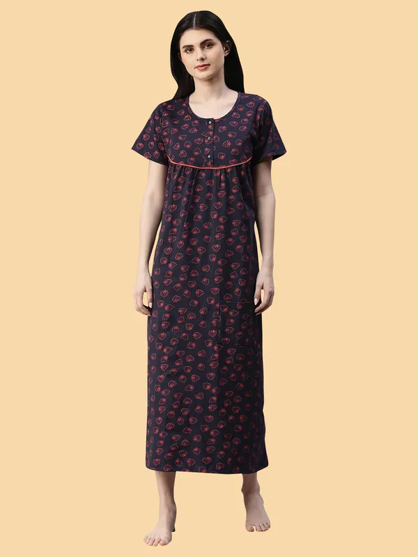 Blue_Pure_Cotton_Nighty_For_Women