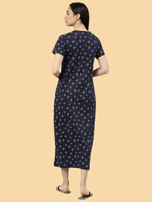 Blue_Pure_Cotton_Nighty_For_Women