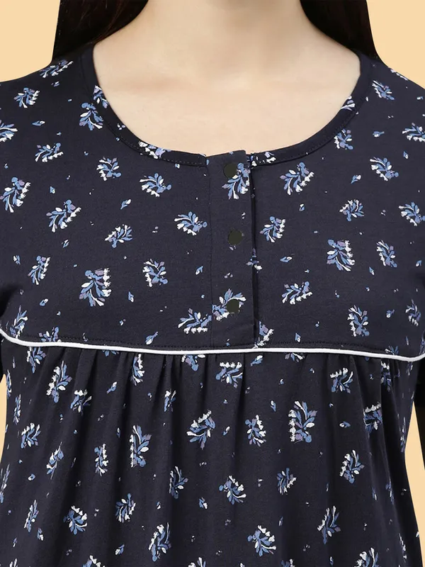 Blue_Pure_Cotton_Nighty_For_Women
