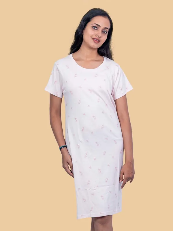 Pink_Western_Wear_Round_Neck_Nightdress_For_Women