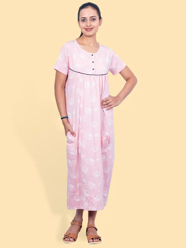 Pink_Western_Wear_Round_Neck_Nightdress_For_Women