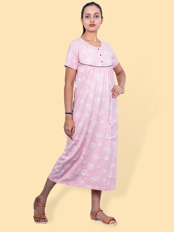 Pink_Western_Wear_Round_Neck_Nightdress_For_Women