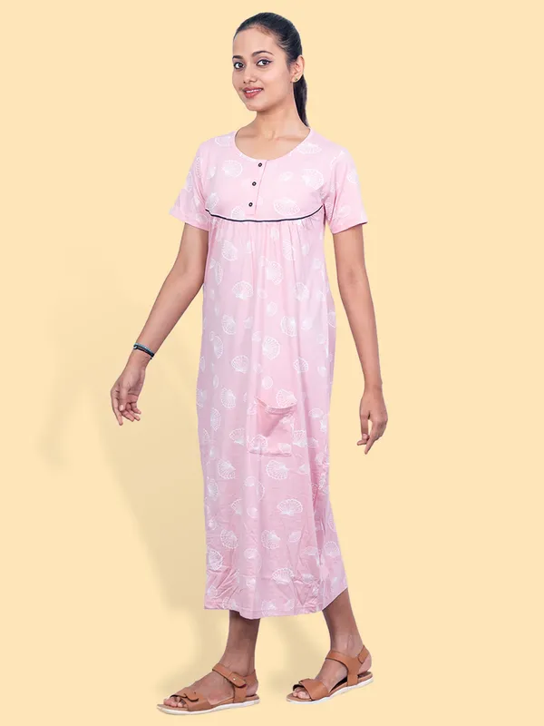 Pink_Western_Wear_Round_Neck_Nightdress_For_Women