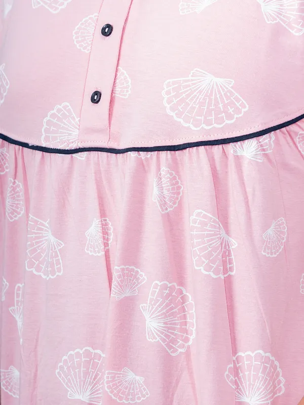 Pink_Western_Wear_Round_Neck_Nightdress_For_Women