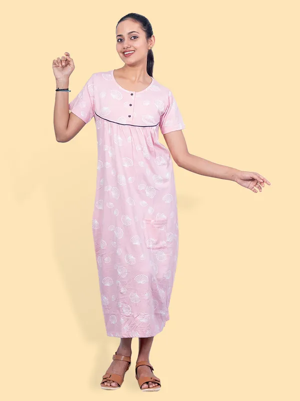 Pink_Western_Wear_Round_Neck_Nightdress_For_Women
