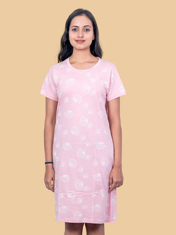 Pink_Western_Wear_Round_Neck_Nightdress_For_Women